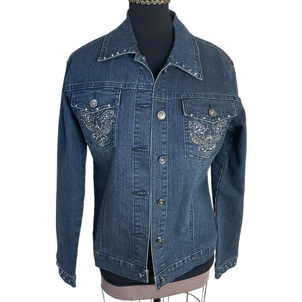 DANIEL Jeans Denim Jacket Blingy Embroidered Embelished Size M